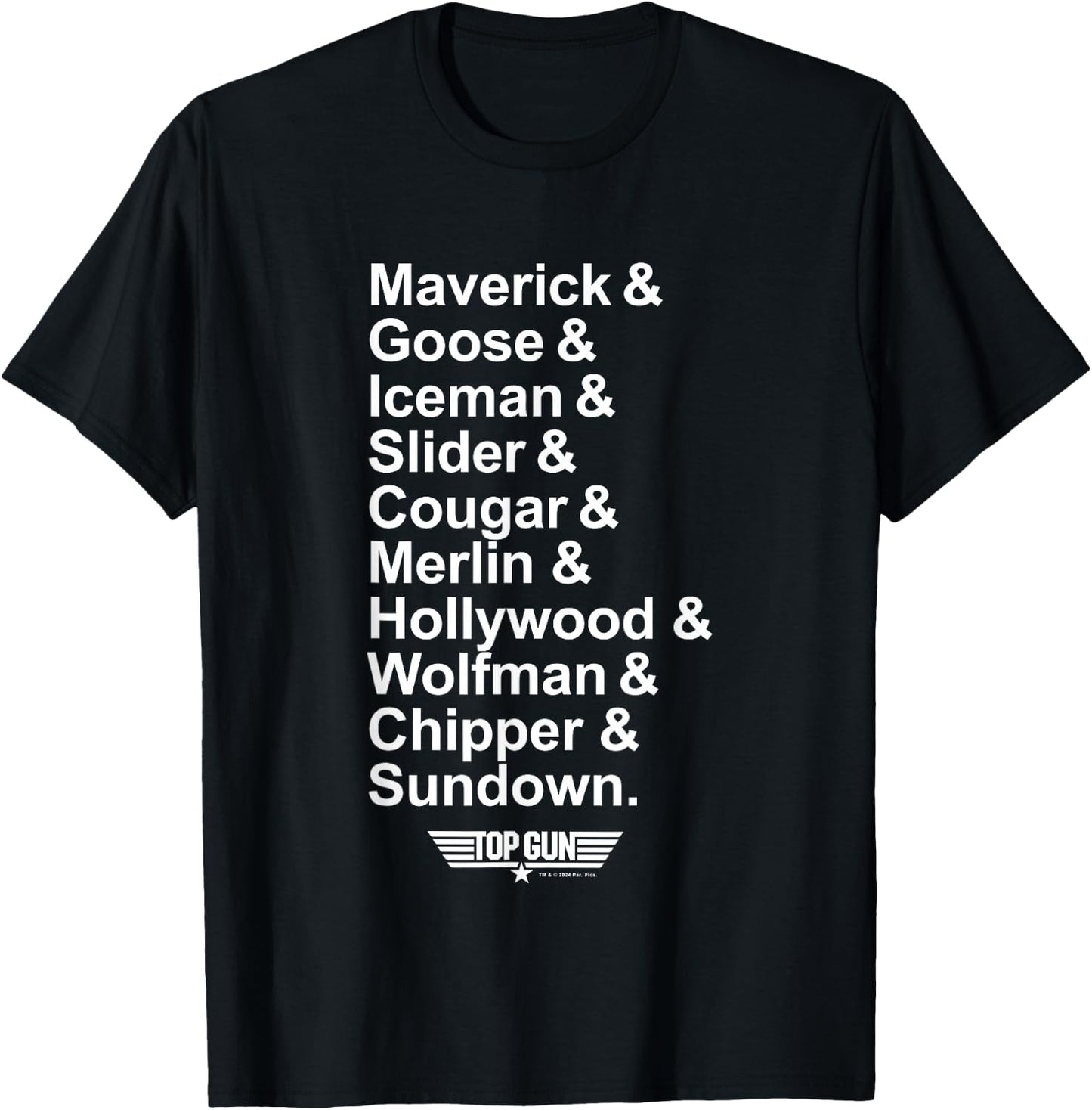 Top Gun Maverick & Goose & Iceman & Slider All Names Logo T-Shirt - T-Shirt | Black