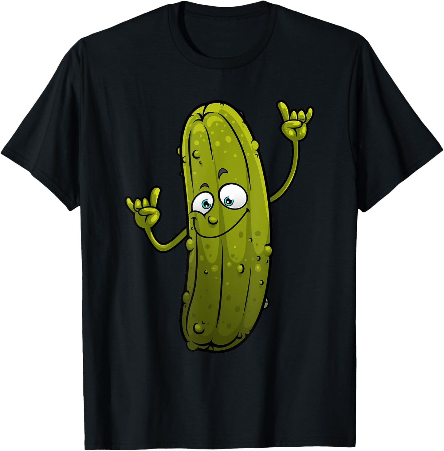 Funny Pickle Designs Women Cucumber Dancing Food T-Shirt - T-Shirt | Black