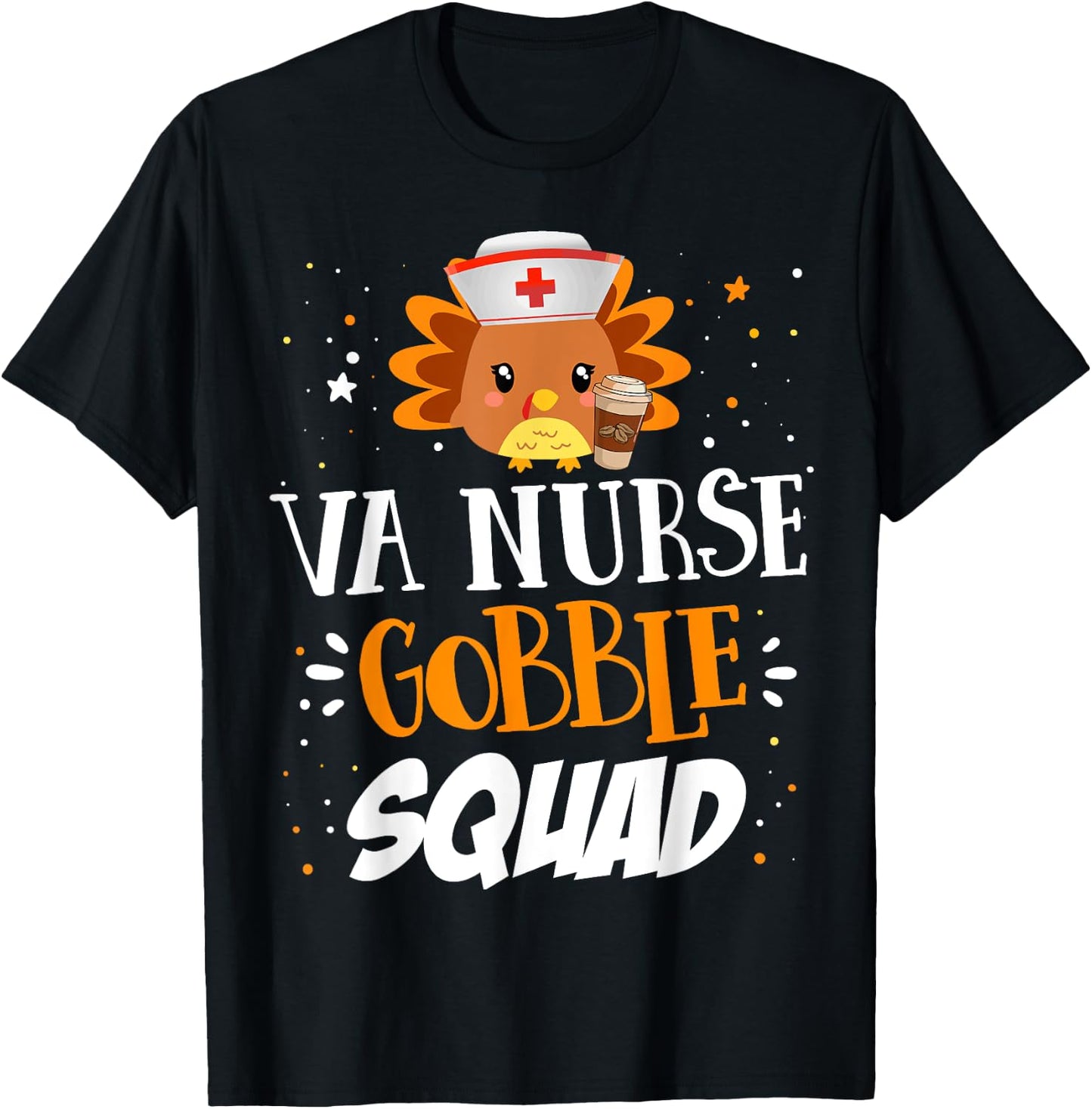 VA Veterans Nurse Gobble Squad Women Thanksgiving Turkey T-Shirt - T-Shirt | Black
