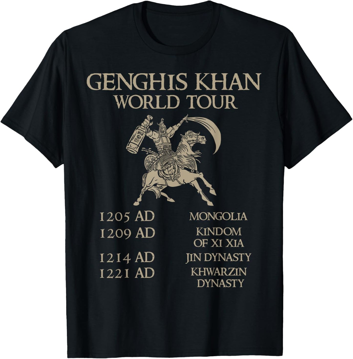 Genghis Khan World Tour - Historic Mongol - Asian History T-Shirt - T-Shirt | Black