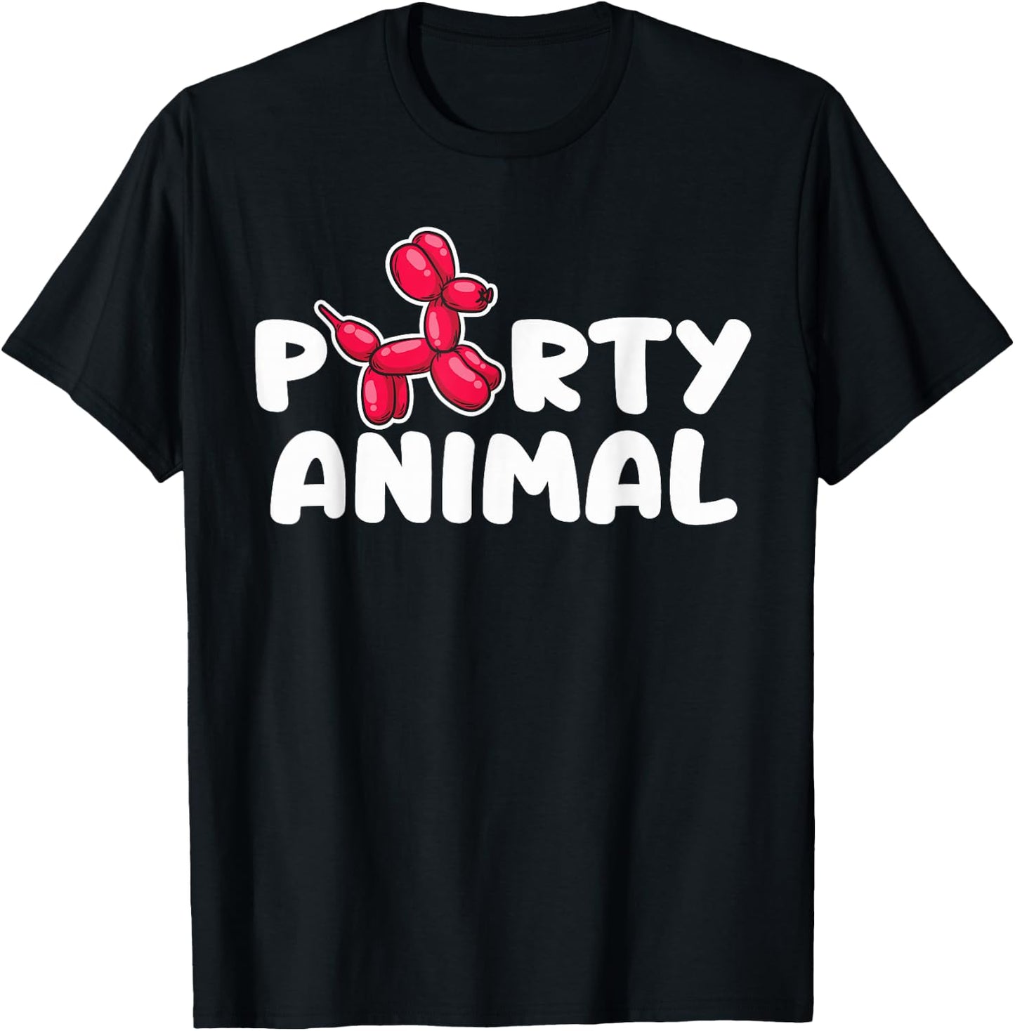 Party Animal - Red Balloon Dog Puppy Surprise T-Shirt - T-Shirt | Black