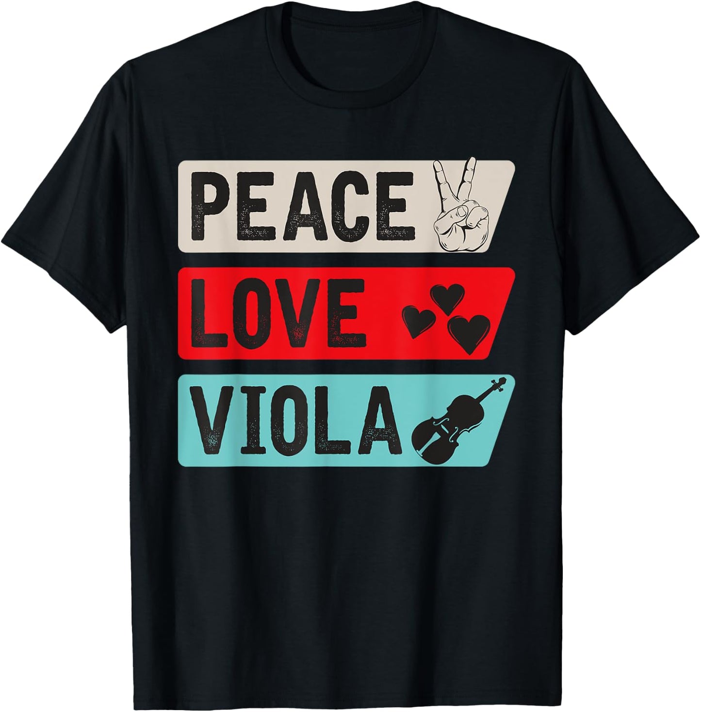 Peace Love Viola Guitar Viola Players Viola Music Instrument T-Shirt - T-Shirt | Black