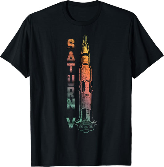 Saturn V Rocket Launch Vehicle Space American Spaceflight T-Shirt - T-Shirt | Black
