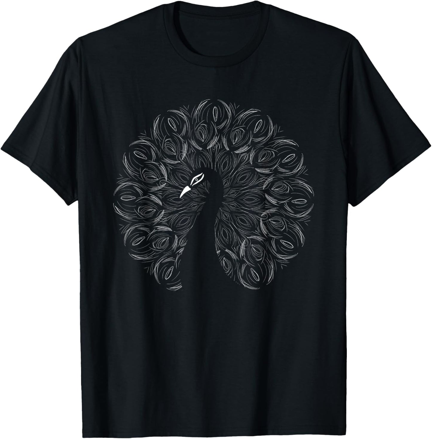 Minimal Peacock Cool Bird Minimalist Art Artist Animal Lover T-Shirt - T-Shirt | Black