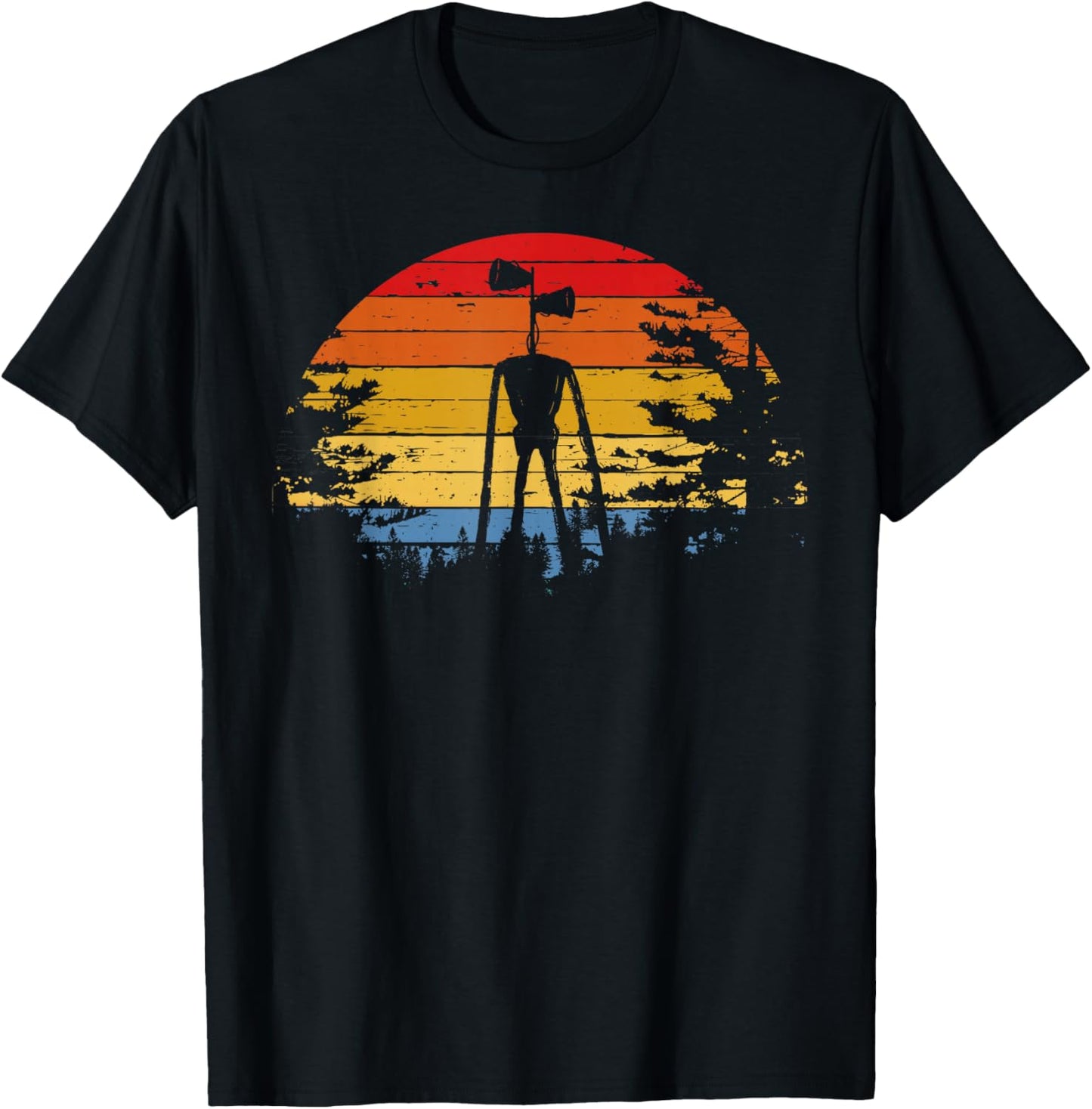 Vintage Retro Scary Siren Head Creepypasta Horror T-Shirt - T-Shirt | Black