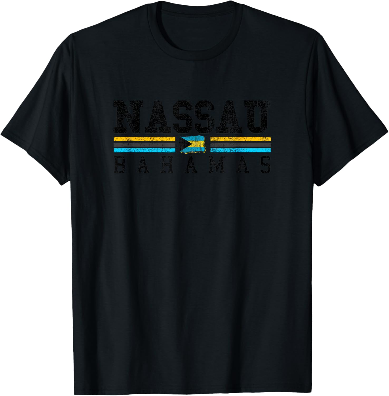 Nassau Bahamas Flag Souvenir Travel Vacation Cruise Bahamian T-Shirt - T-Shirt | Black