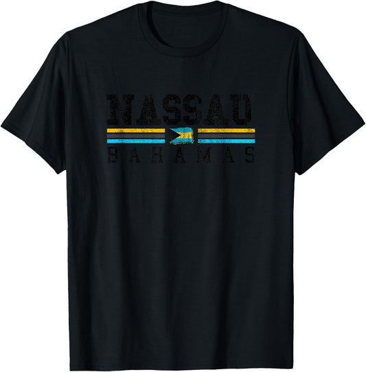Nassau Bahamas Flag Souvenir Travel Vacation Cruise Bahamian T-Shirt - T-Shirt | Black