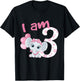 3rd Birthday Shirt Girls Elephant Girl Birthday 3 Years Old T-Shirt - T-Shirt | Black