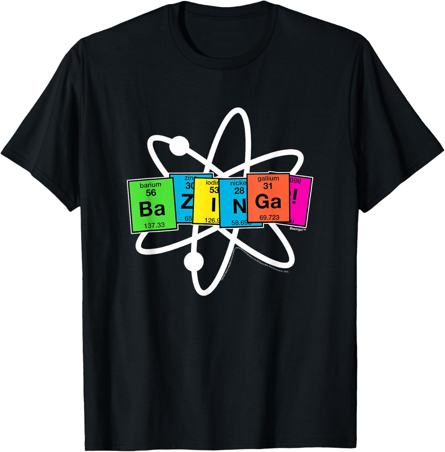 The Big Bang Theory Bazinga Elements with Atom T-Shirt - T-Shirt | Black
