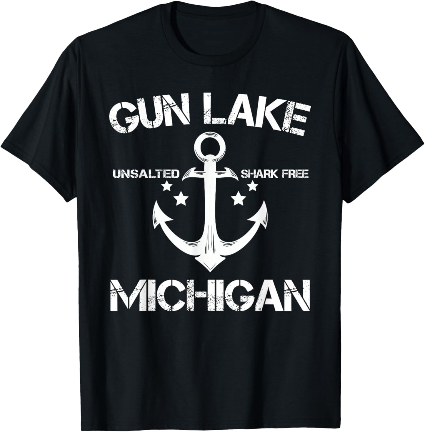 GUN LAKE MICHIGAN Funny Fishing Camping Summer Gift Women T-Shirt - T-Shirt | Black