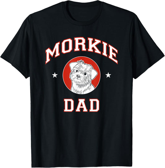 Morkie Dad Dog Father Men Women Kids T-Shirt - T-Shirt | Black