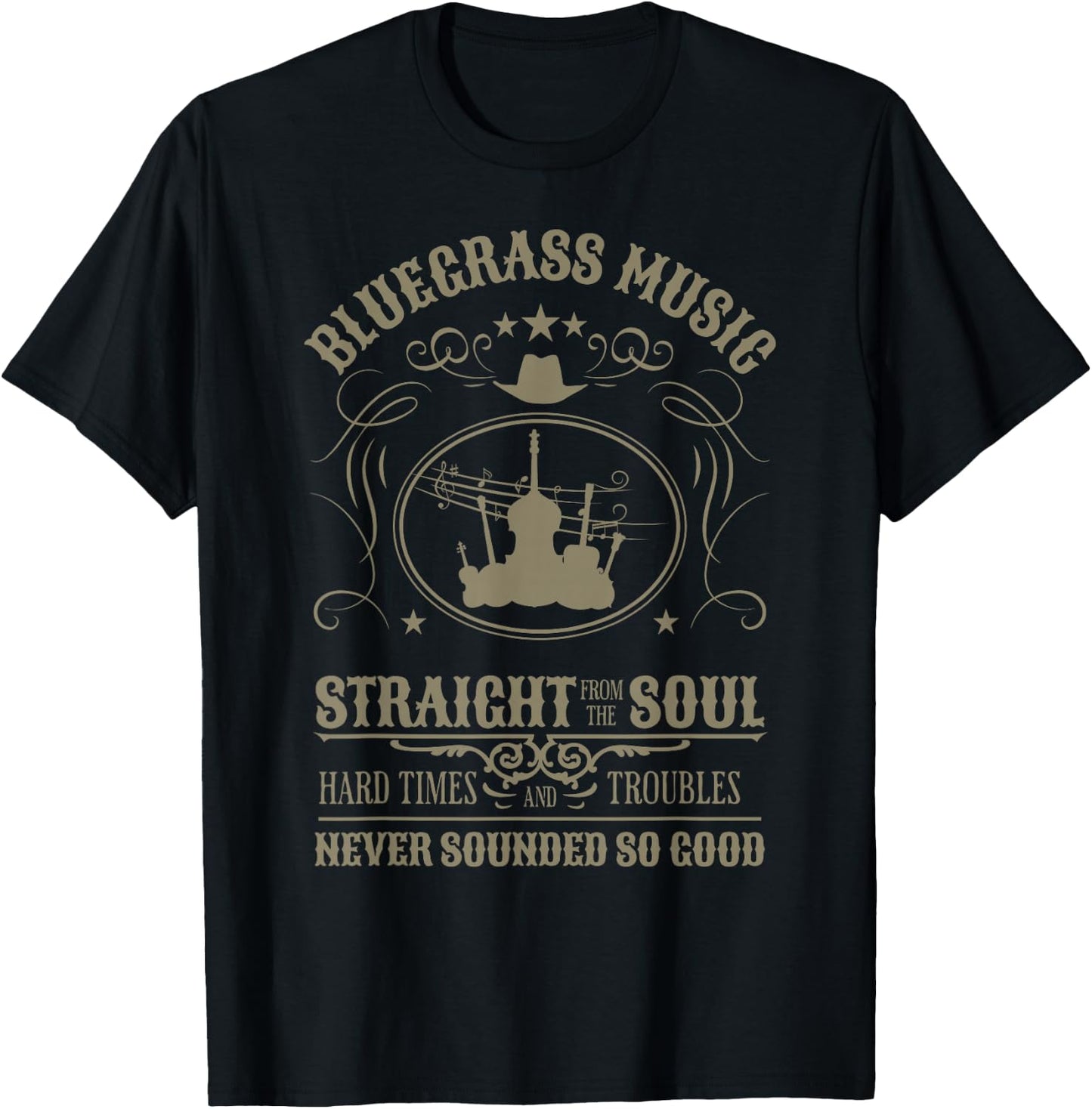 Bluegrass Music Straight From The Soul T-Shirt - T-Shirt | Black