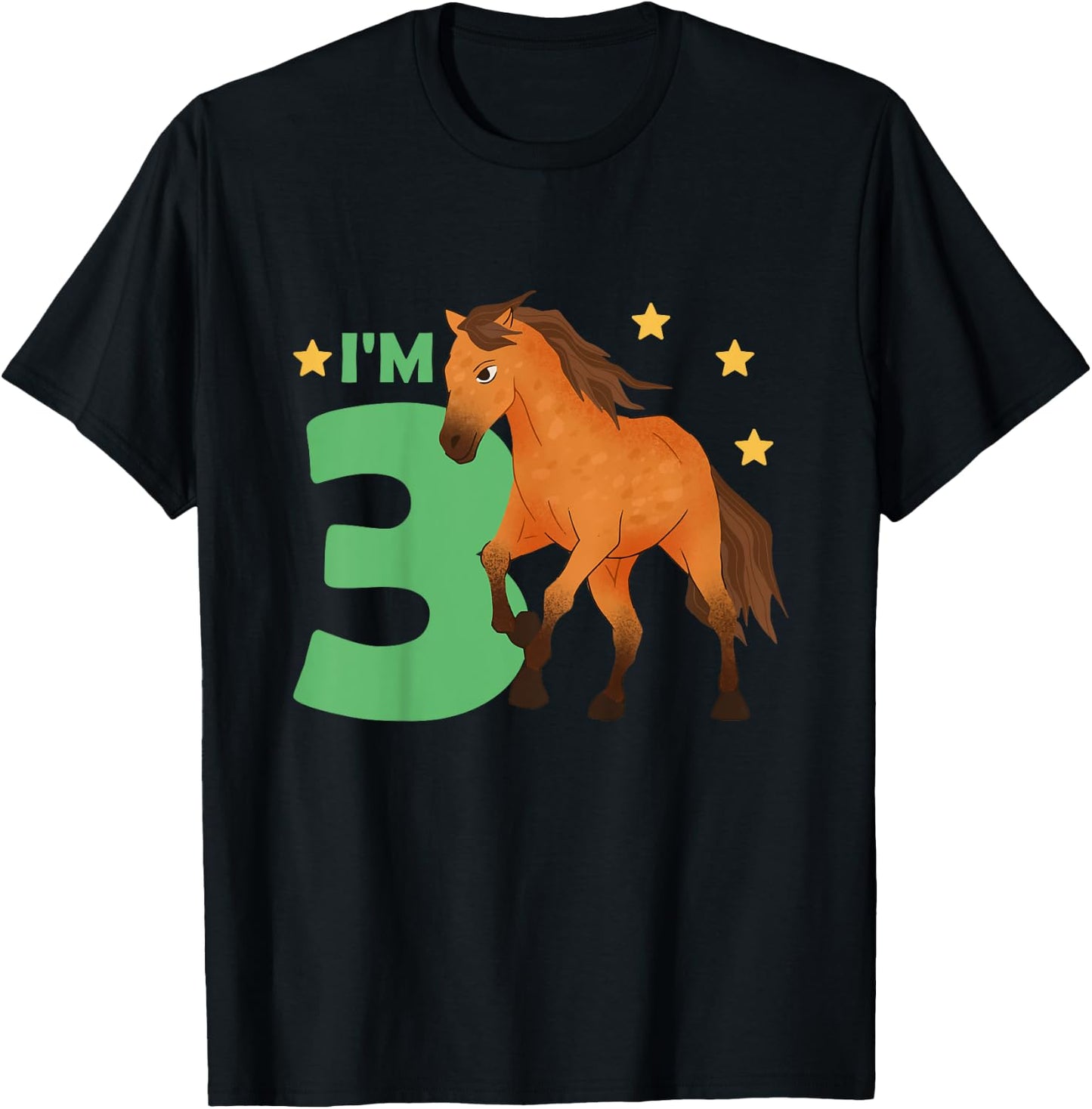 Children 3rd Birthday Horse Three Years Old Rider T-Shirt - T-Shirt | Black