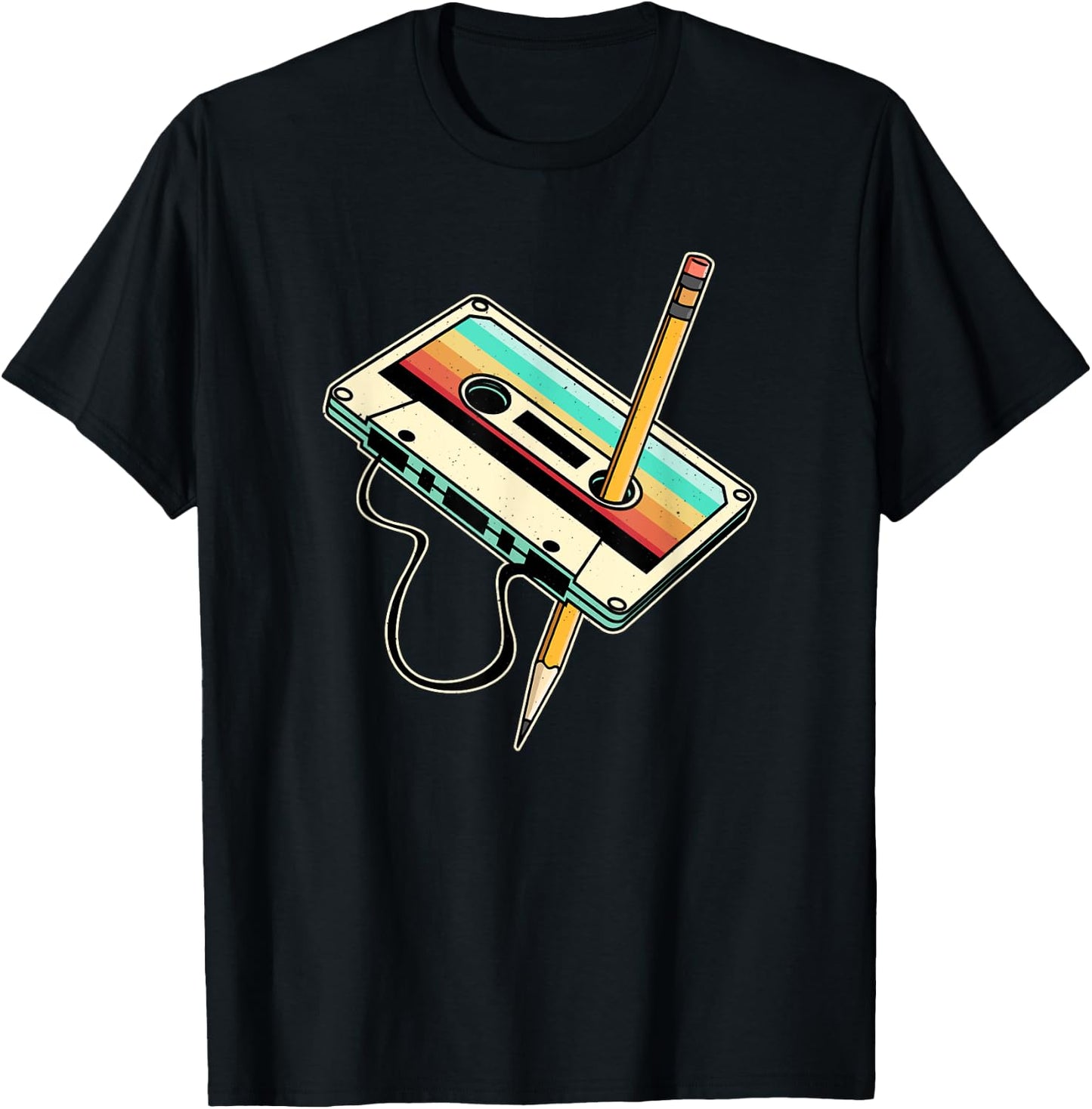 80s 90s Retro Party Costume Nostalgia Cassette T-Shirt - T-Shirt | Black