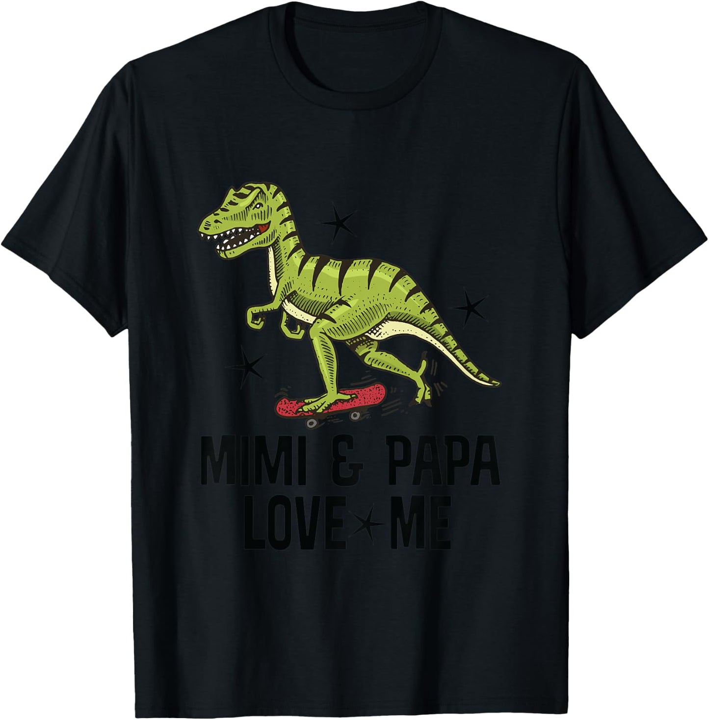 Kids Mimi and Papa Love Me Grandson Dinosaur T-Shirt - T-Shirt | Black