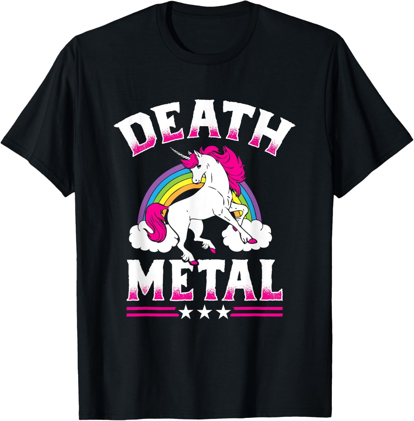 Death Metal Rainbow and Unicorn Heavy Rock Music Lover Gift T-Shirt - T-Shirt | Black