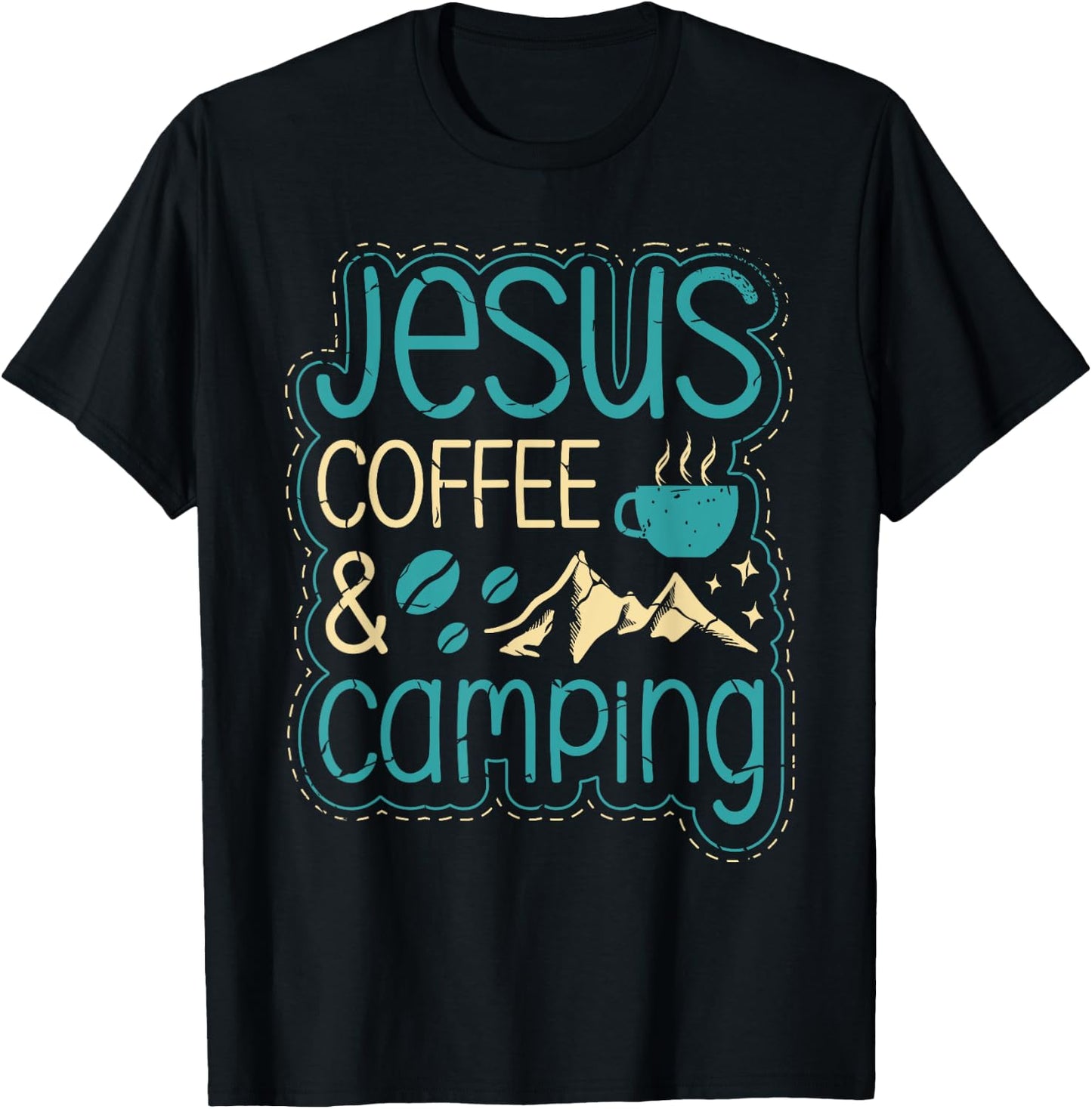 Jesus coffee and camping for a Camper funny Camping T-Shirt - T-Shirt | Black