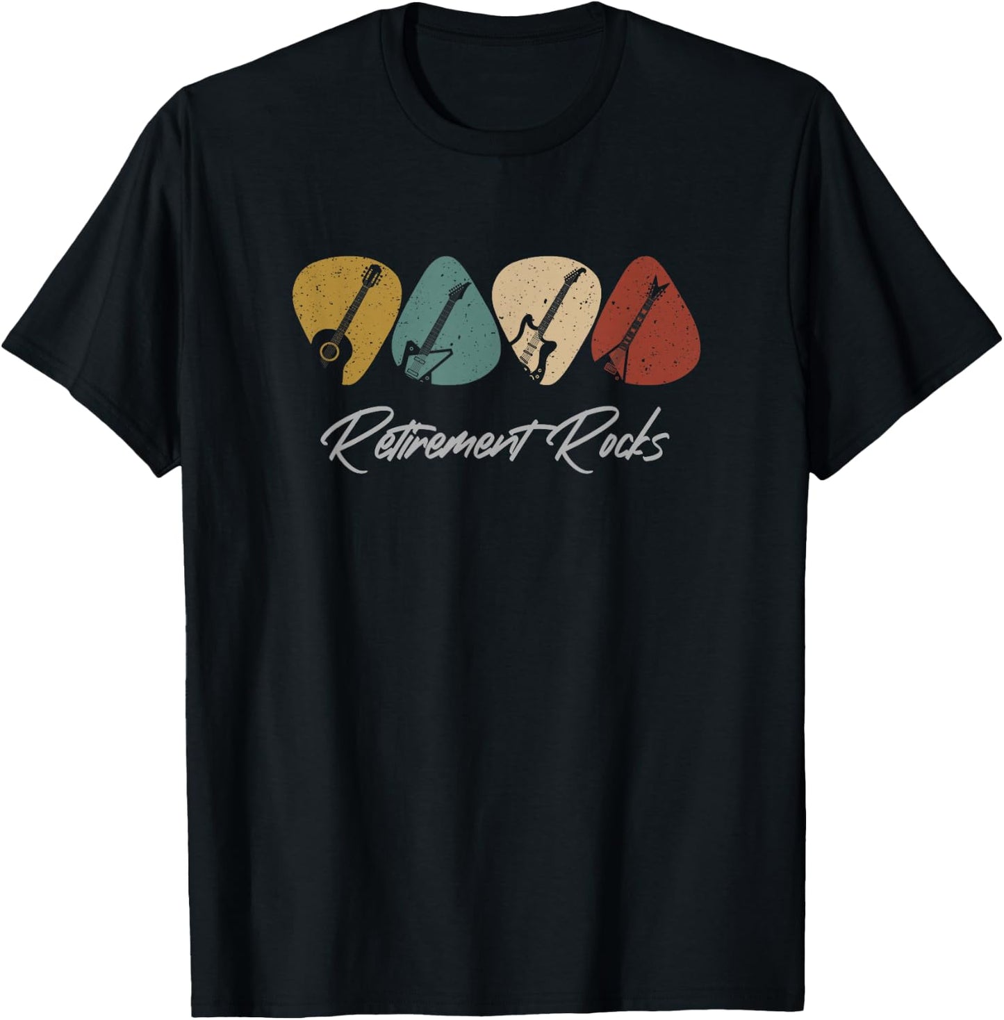 Retirement Rocks - Funny Guitar Player Guitarist T-Shirt - T-Shirt | Black