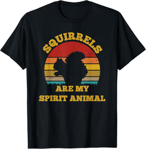 Squirrels Are My Spirit Animal Retro Sunset Vintage T-Shirt - T-Shirt | Black