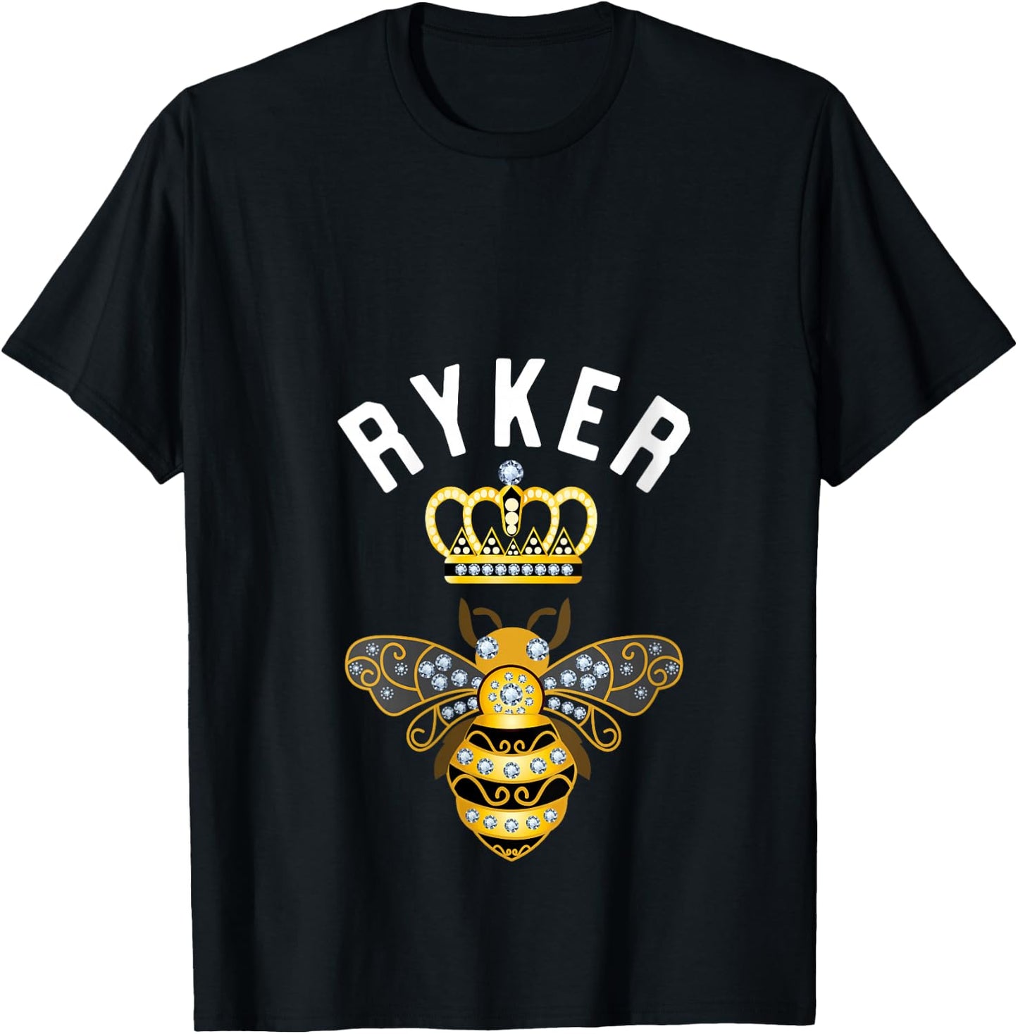 Ryker Name Ryker Birthday Gifts Queen Crown Bee Ryker V-Neck T-Shirt - T-Shirt | Black