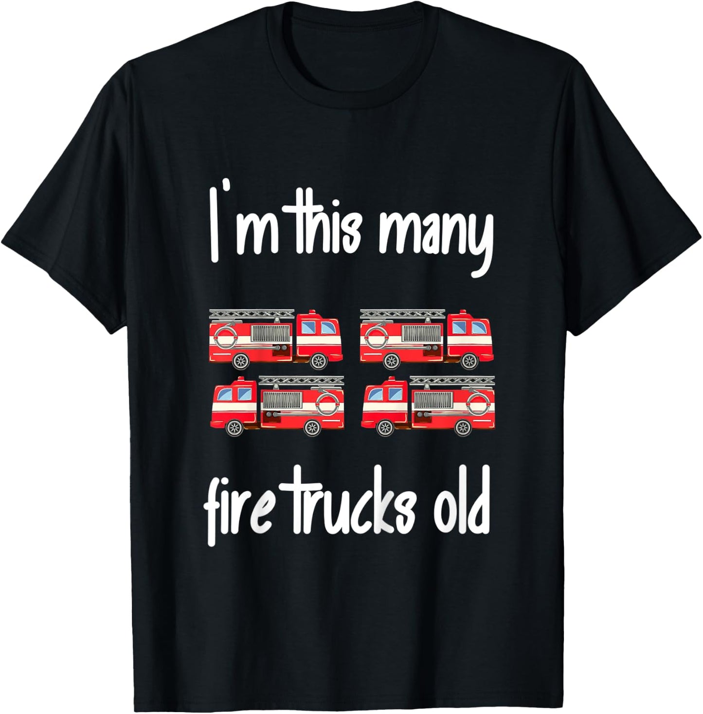 Kids Fire Truck Birthday 4 Years Old 4th Birthday Firefighter T-Shirt - T-Shirt | Black