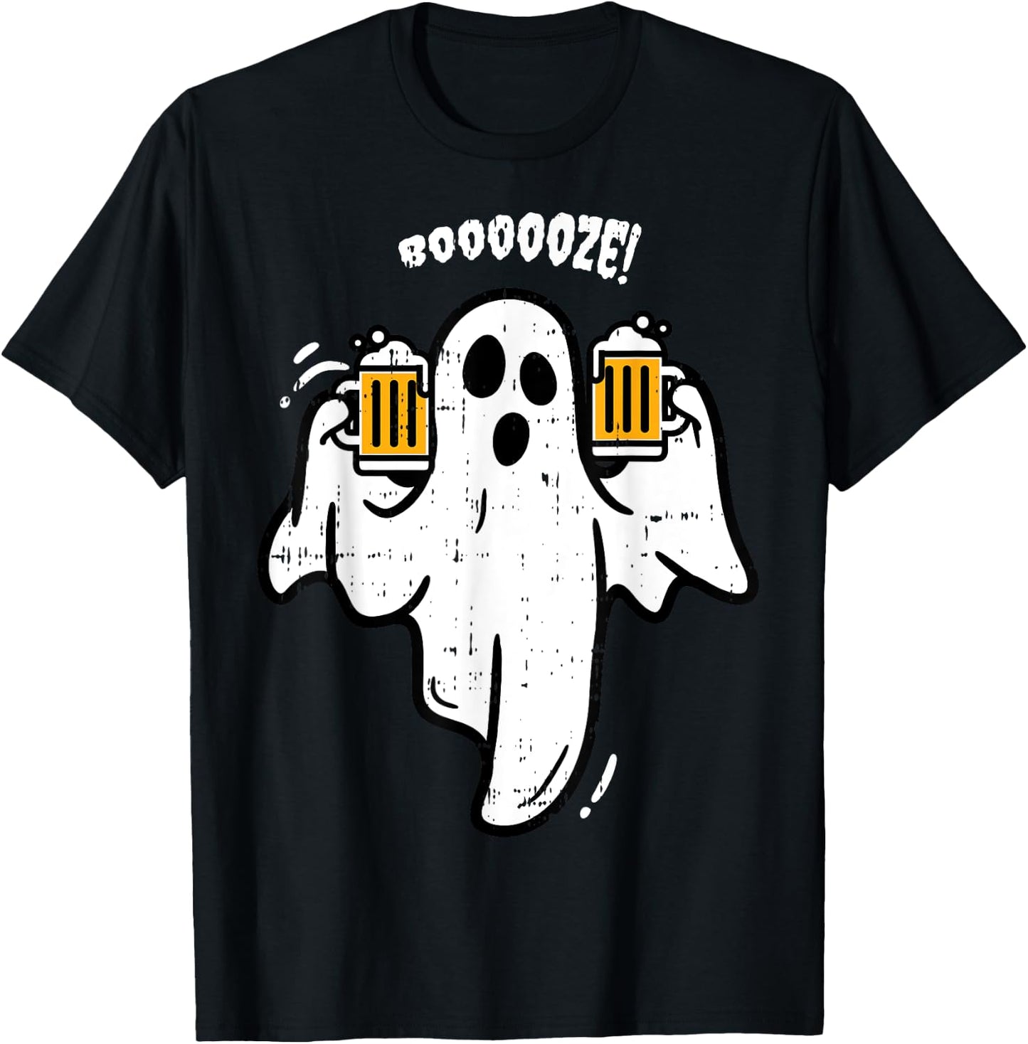 Booze Boo Ghost Drinking Beer Costume Easy Halloween Gifts T-Shirt - T-Shirt | Black
