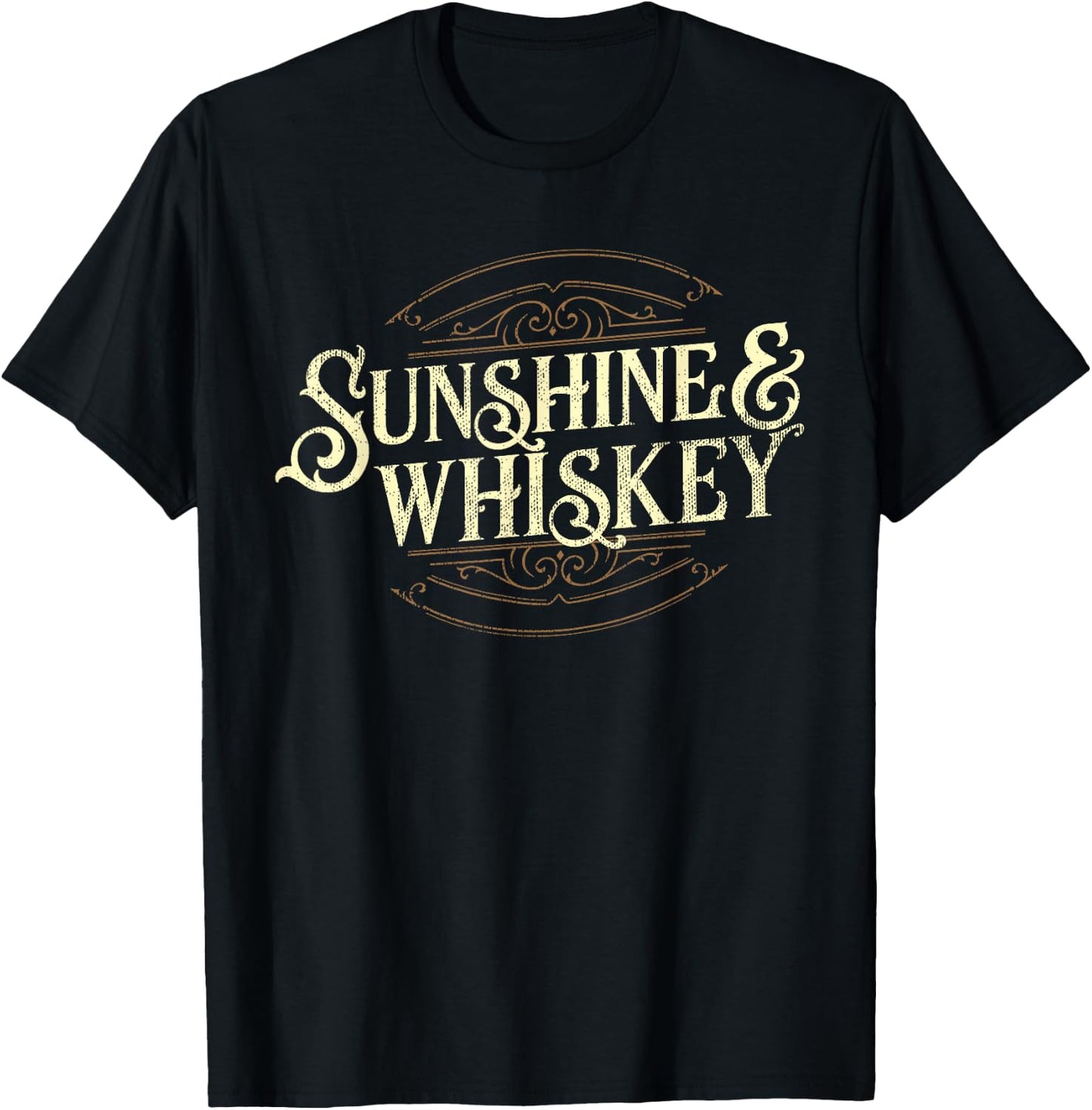 Vintage Sunshine and Whiskey Country Drinking T-Shirt - T-Shirt | Black