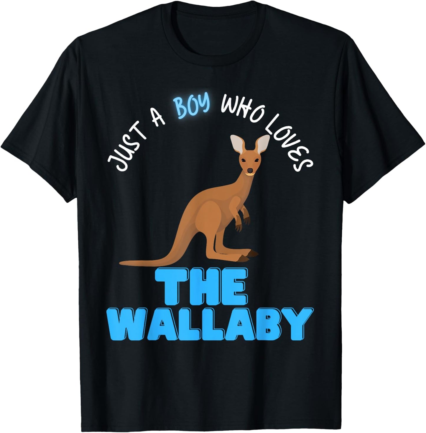 Just A Boy Who Loves Wallabys Cute Boys Fun Love Wallaby T-Shirt - T-Shirt | Black