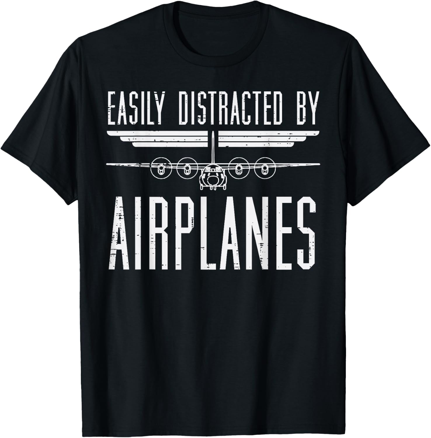 Easily Distracted Airplanes Aircraft Mechanic Aviation Pilot T-Shirt - T-Shirt | Black