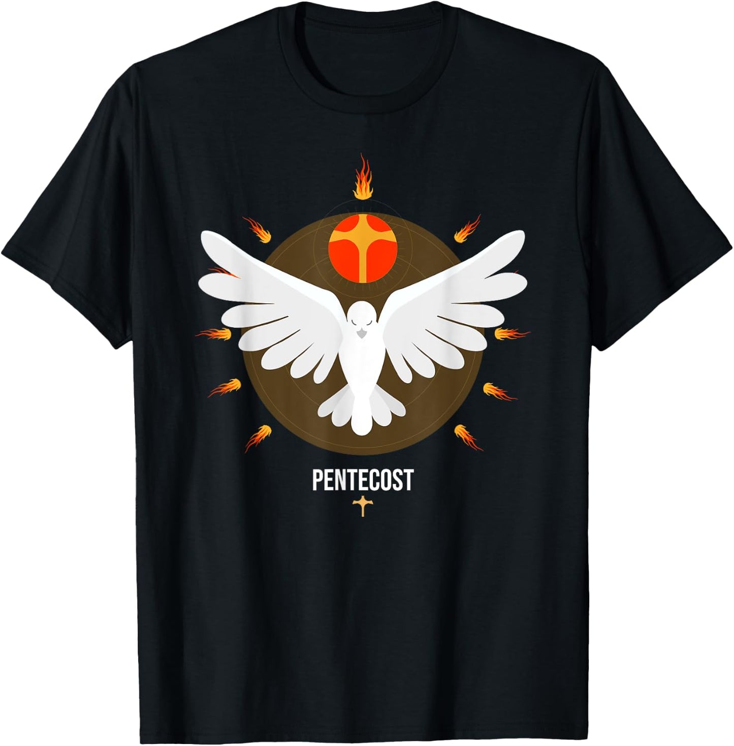 Pentecost Doves Tongues of Fire Flame Acts Whitsun Christian T-Shirt - T-Shirt | Black