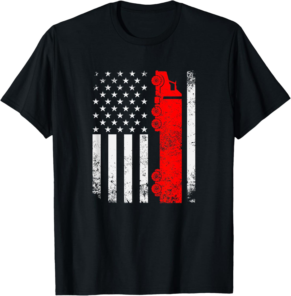 Vintage USA Truck Driver American Flag Father's Day Trucker Men T-Shirt - T-Shirt | Black