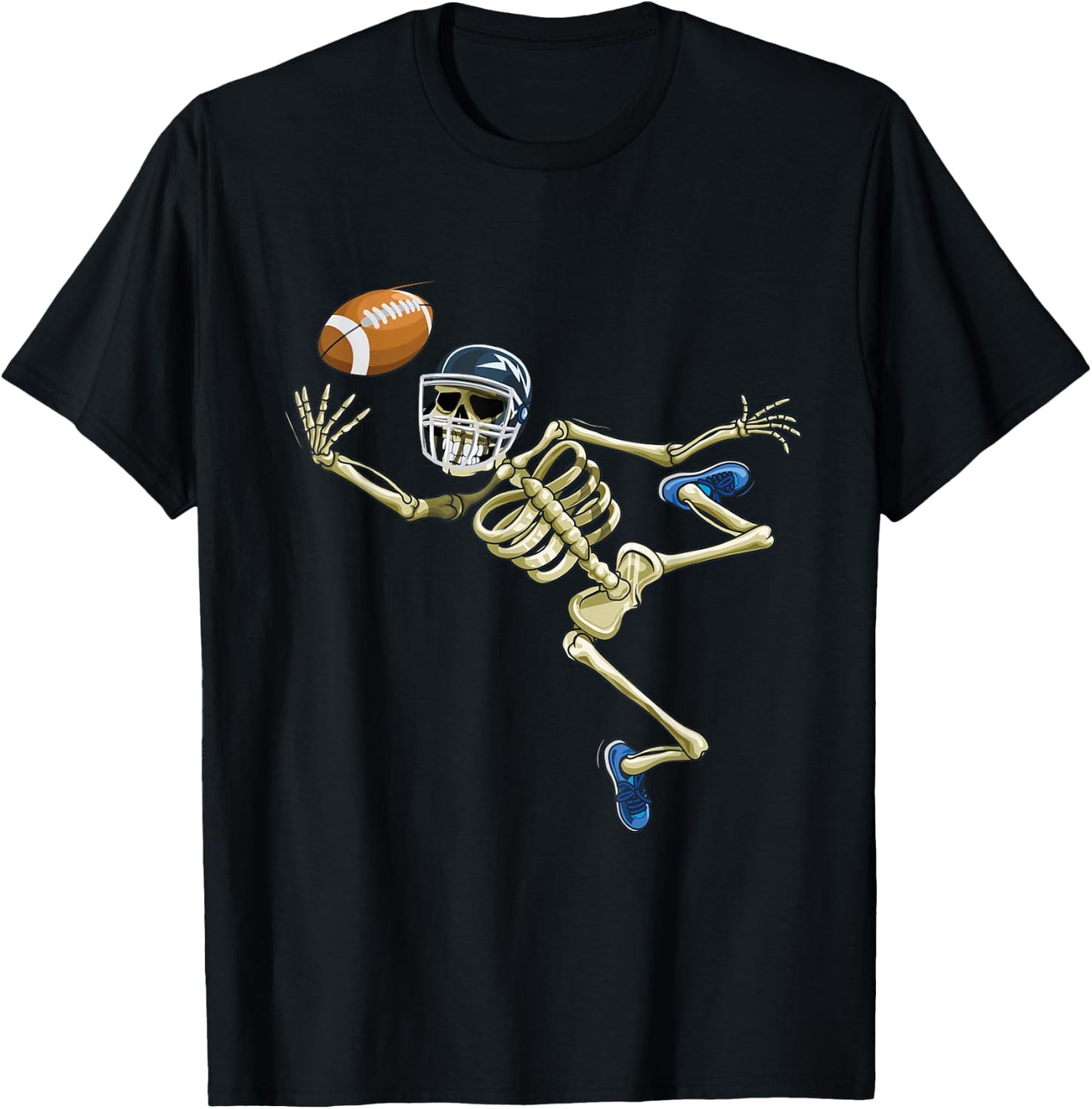 American Football Skeleton Halloween Men Boys Football Fan T-Shirt - T-Shirt | Black