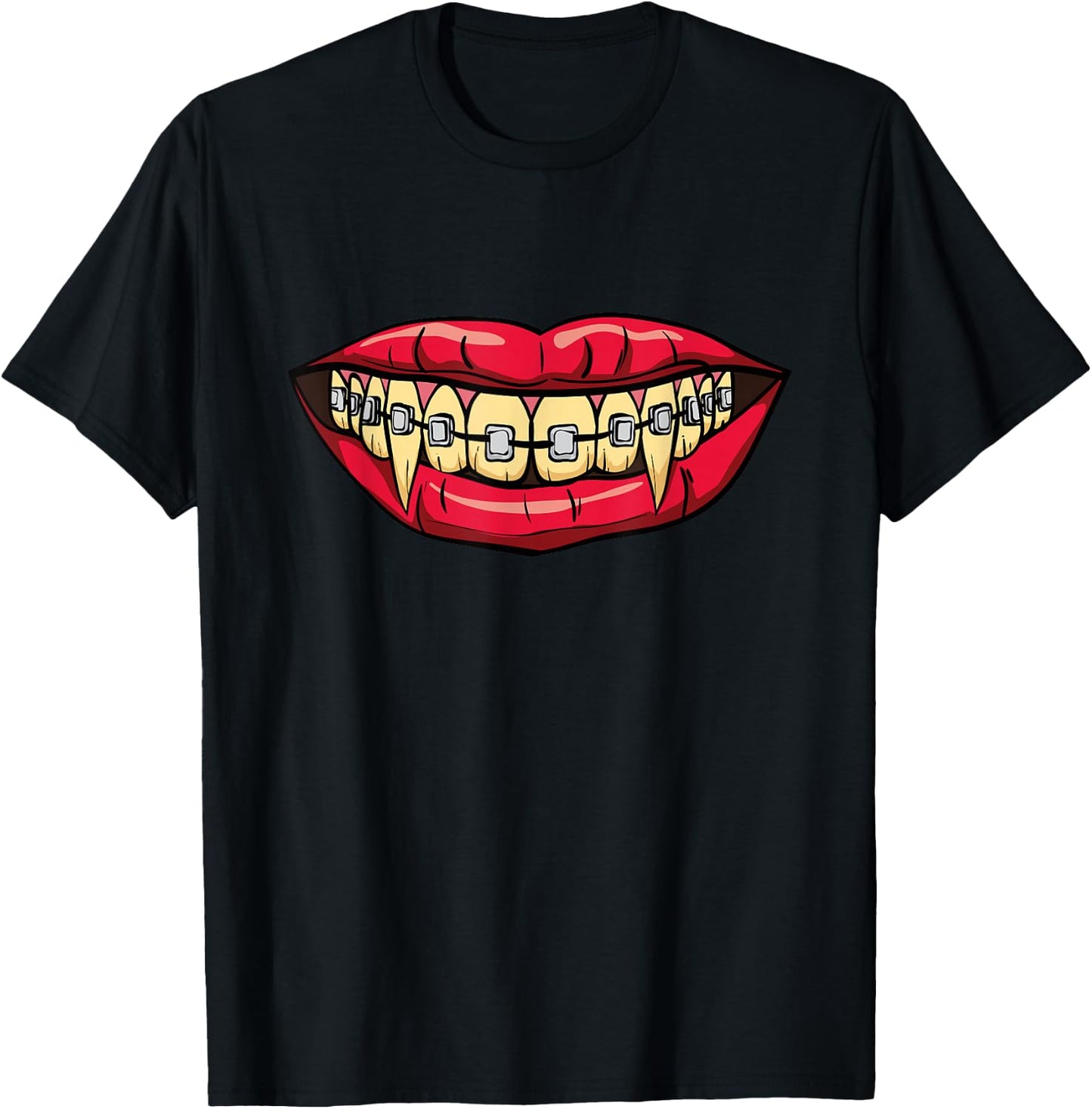 Vampire Fangs Halloween Dentist Orthodontic Braces T-Shirt - T-Shirt | Black