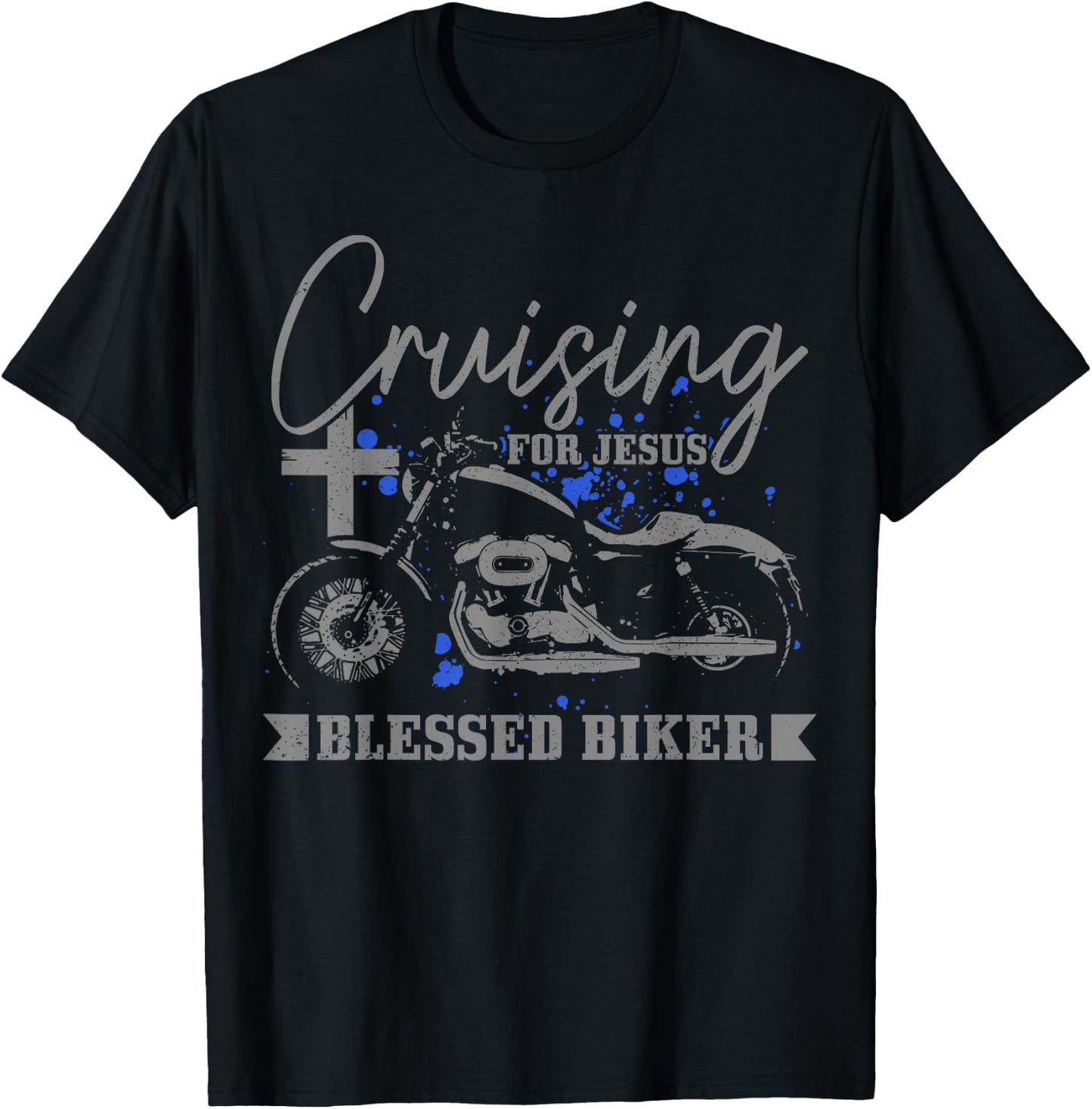 Christian Biker Cruising For Jesus Blessed Motorcycle T-Shirt - T-Shirt | Black
