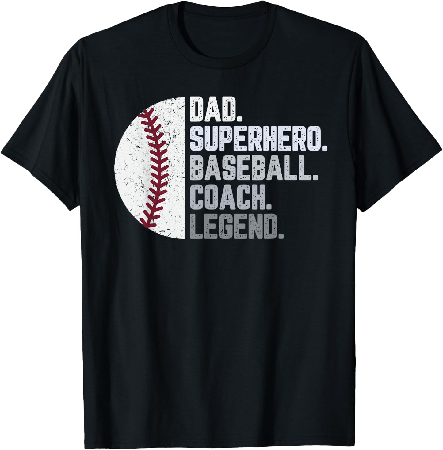 Baseball Coach Dad Shirt Dad Superhero Baseball Coach Legend T-Shirt - T-Shirt | Black