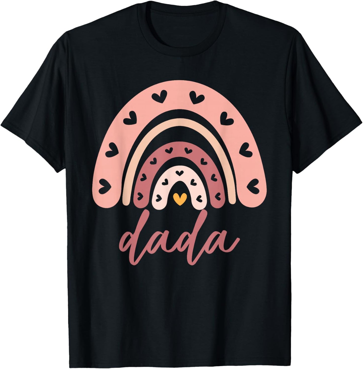 Dada Birthday Rainbow Family Dad T-Shirt - T-Shirt | Black