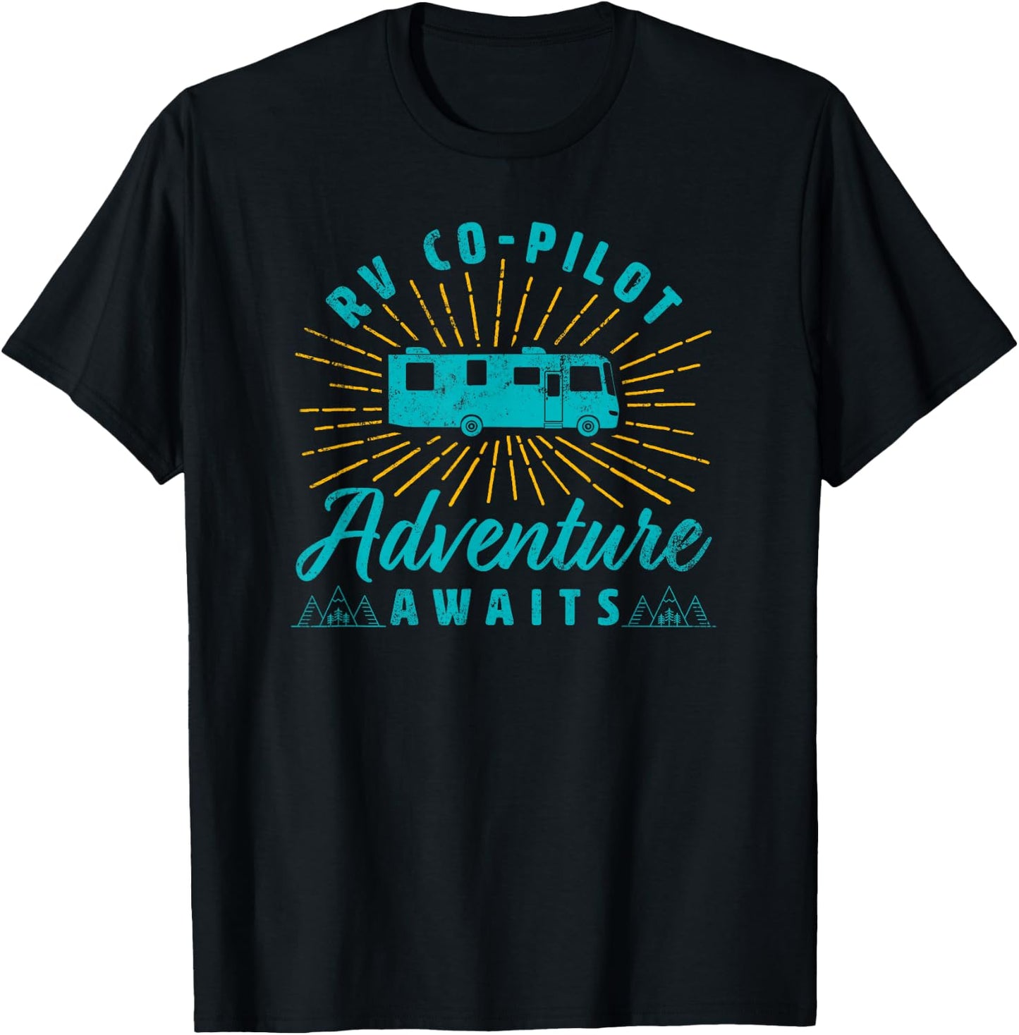 RV Co-Pilot Adventure Awaits Road Trip Camping Shirt T-Shirt - T-Shirt | Black