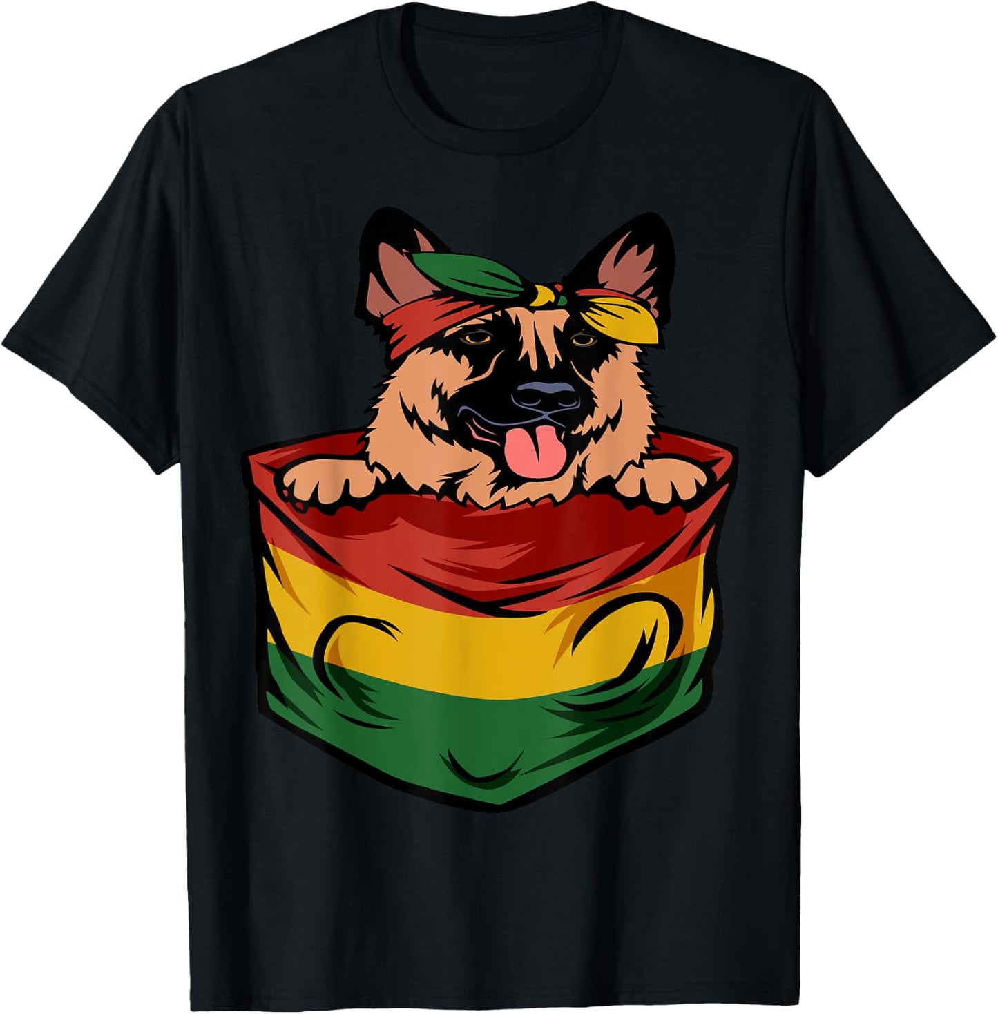 German Shepherd Juneteenth Cute Dog Lover African American T-Shirt - T-Shirt | Black