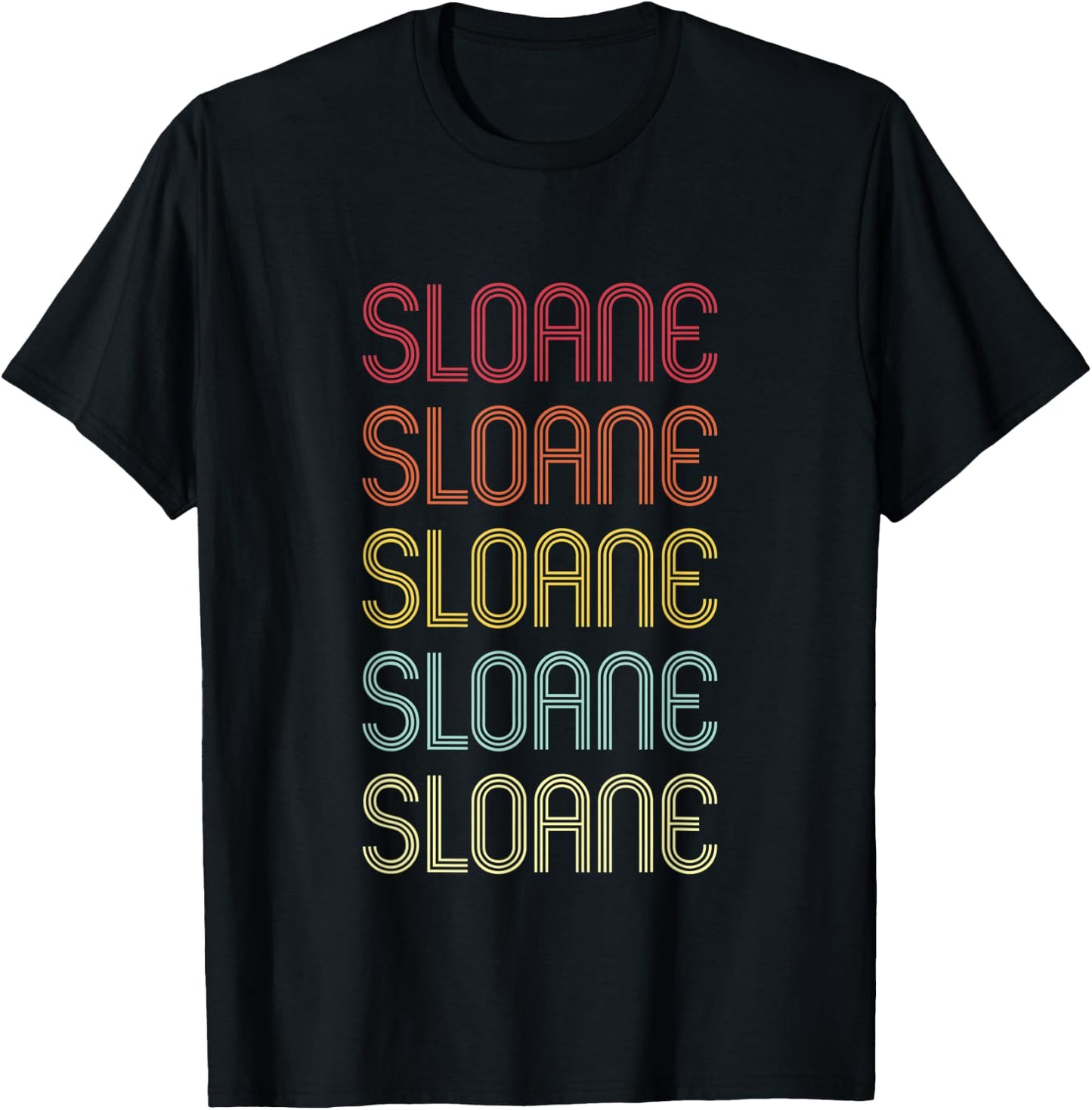 Sloane Retro Wordmark Pattern Vintage Personalized 70s T-Shirt - T-Shirt | Black
