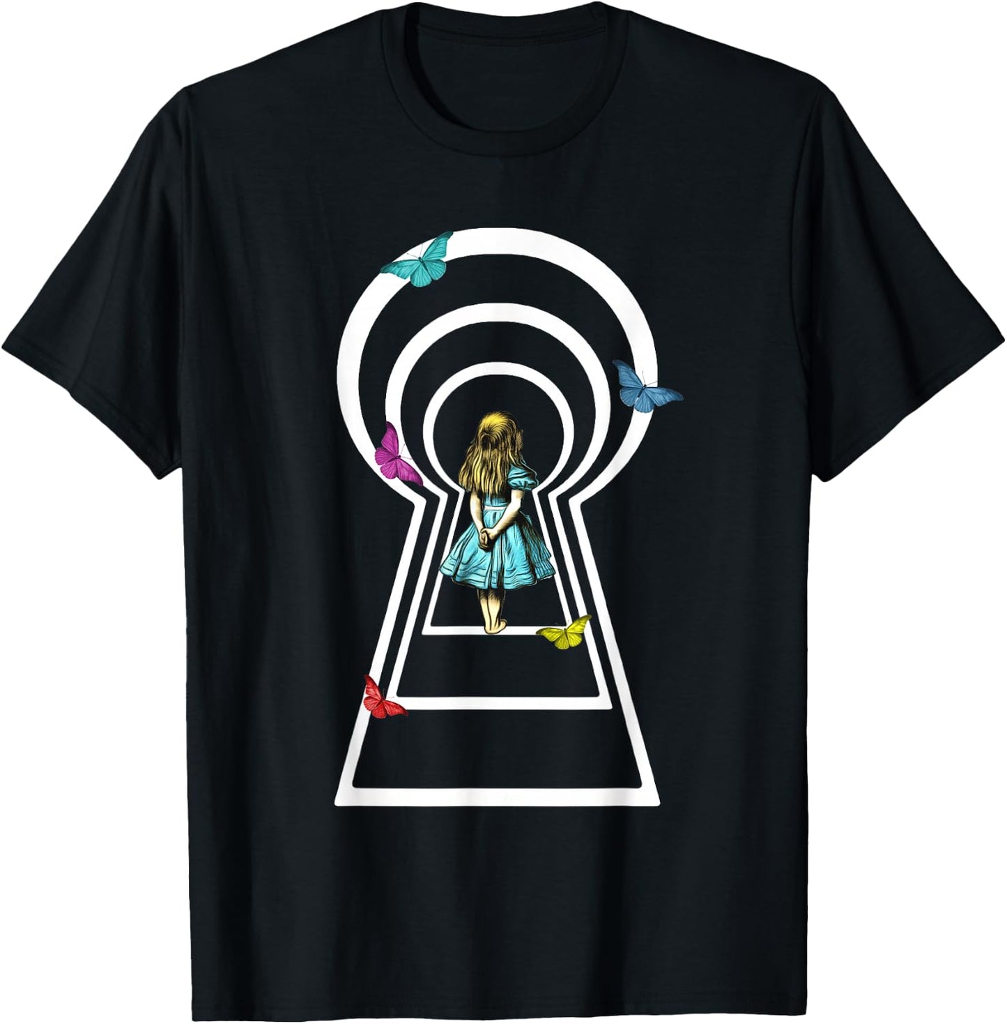 Alice In Wonderland Through The Keyhole T Shirt Design T-Shirt - T-Shirt | Black