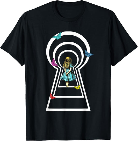 Alice In Wonderland Through The Keyhole T Shirt Design T-Shirt - T-Shirt | Black