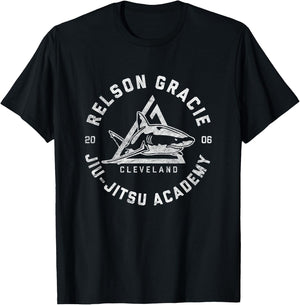 Academy of Self-Defense CLE Ohio Relson Gracie Cleveland Jiu-Jitsu Triangle Vintage Distressed Black Men's Small Classic Fit Short Sleeve T-Shirt - T-Shirt | Black