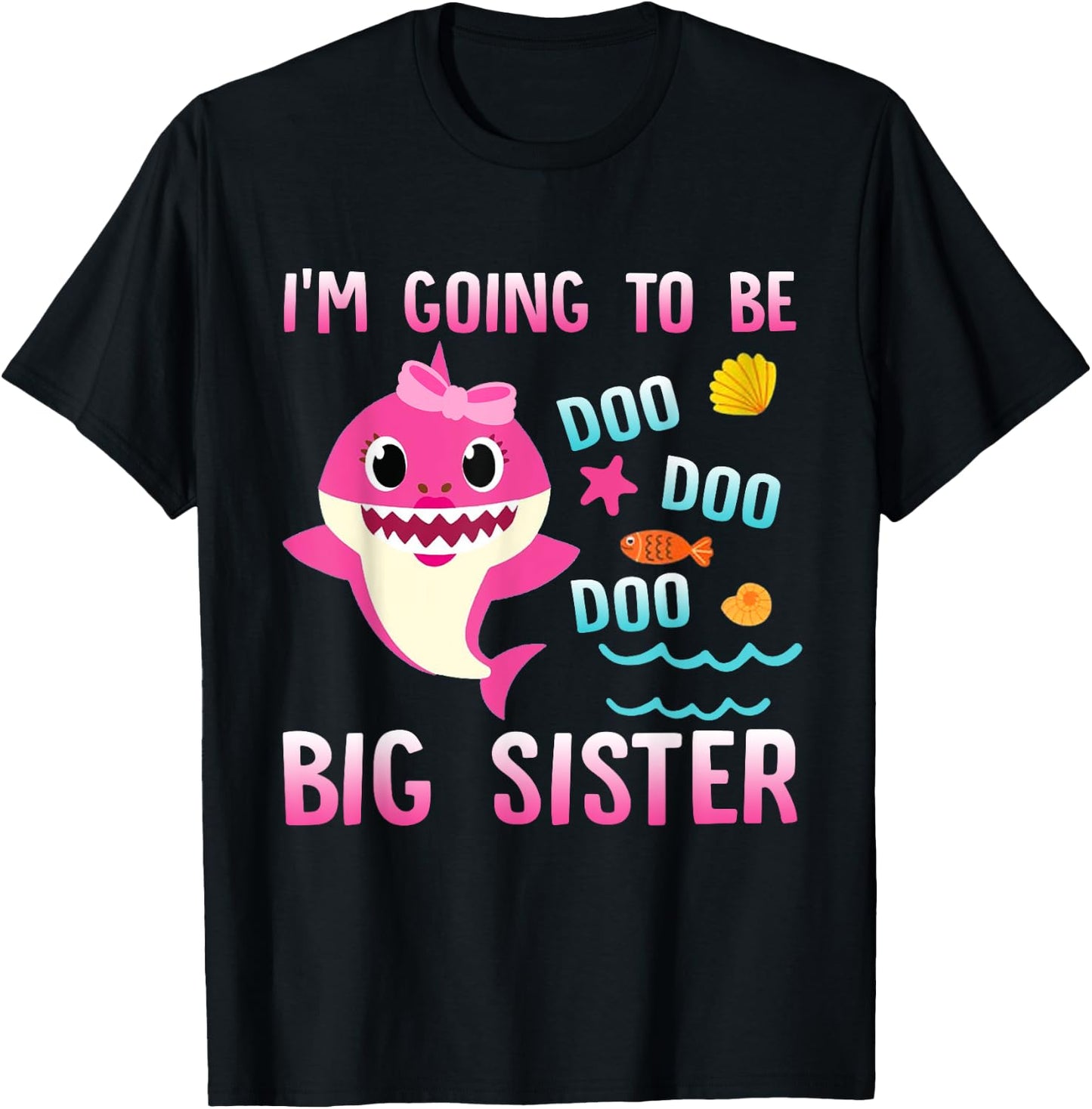 I'm Going To Be A Big Sister Cute Shark girl T-Shirt - T-Shirt | Black