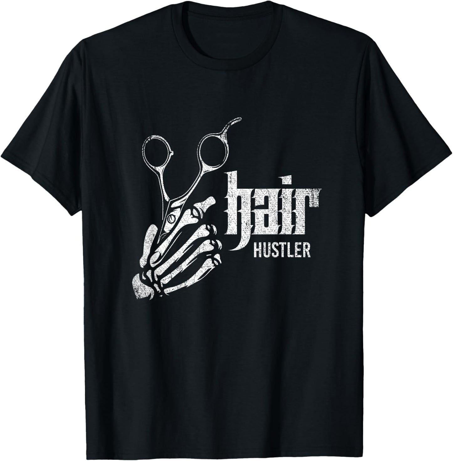 Skeleton Scissors Gift Hairdresser T-Shirt - T-Shirt | Black