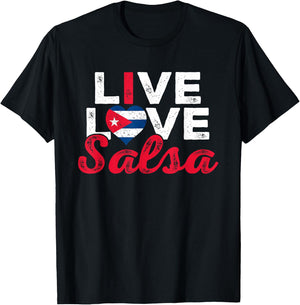 Funny Cuba Salsa Lover Graphic Women Girls Cuban Salsa Dance T-Shirt - T-Shirt | Black