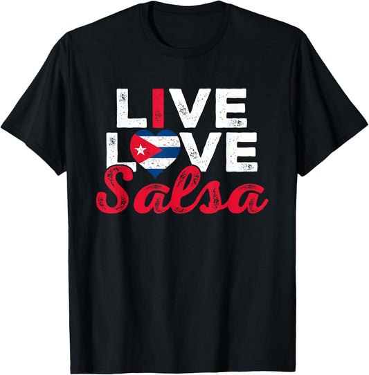 Funny Cuba Salsa Lover Graphic Women Girls Cuban Salsa Dance T-Shirt - T-Shirt | Black