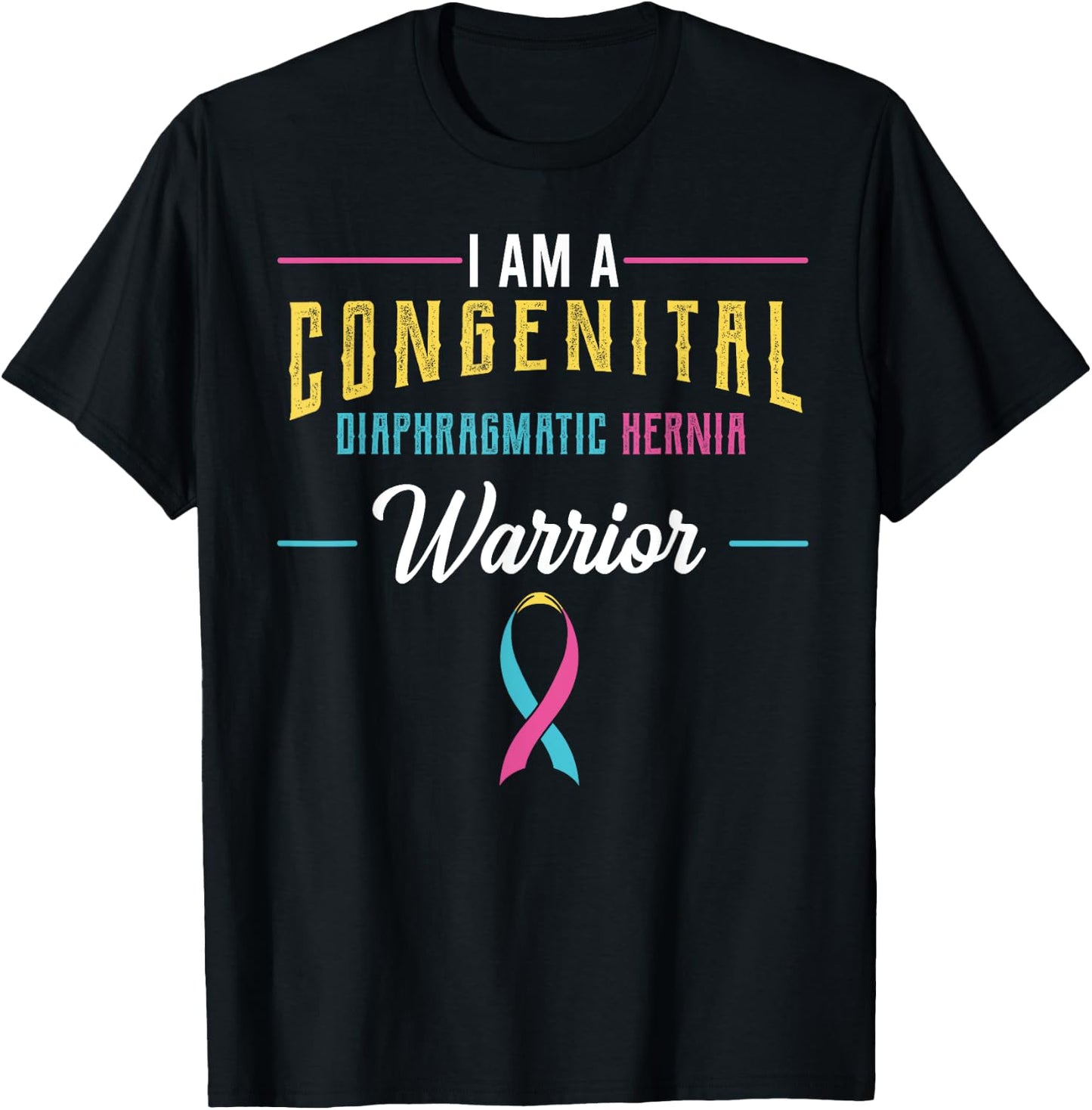 Congenital Diaphragmatic Hernia Awareness Ribbon CDH Warrior T-Shirt - T-Shirt | Black