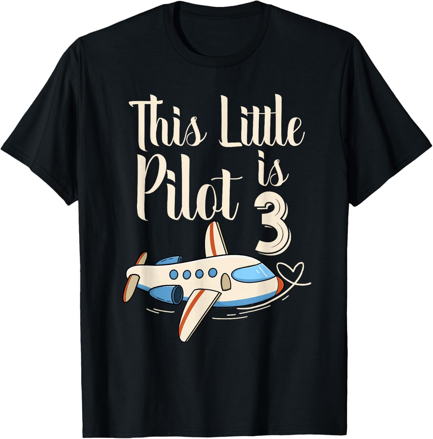 Kids 3 Year Old Boy Girl Airplane Pilot 3rd Birthday Party T-Shirt - T-Shirt | Black
