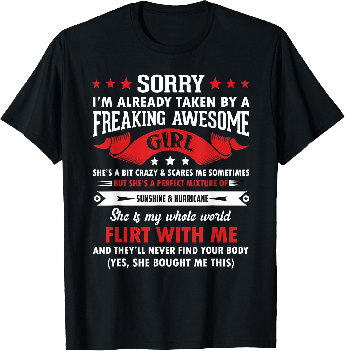 Sorry I'm Already Taken By Freaking Awesome Girl Funny T-Shirt - T-Shirt | Black