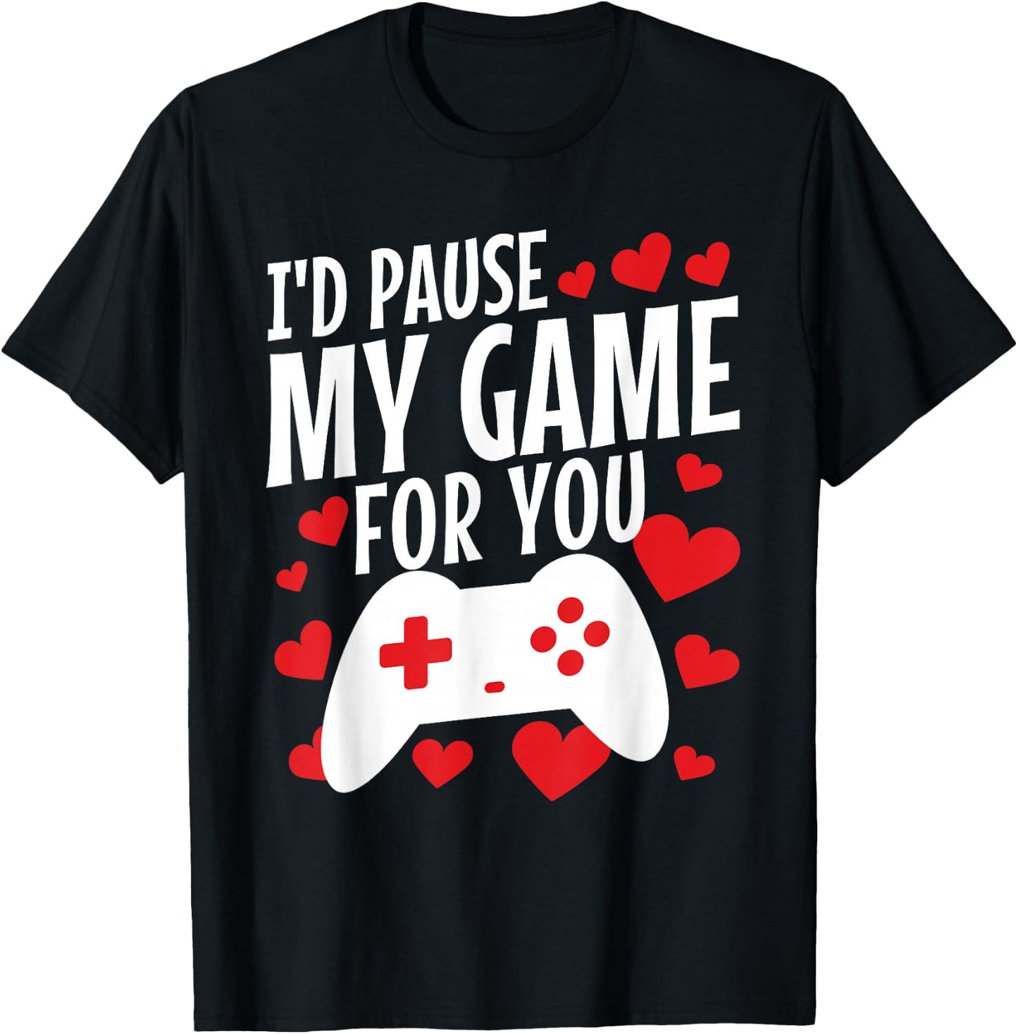 Kids Valentines Day Gamer Gift - Funny Game Lover Men Boys T-Shirt - T-Shirt | Black